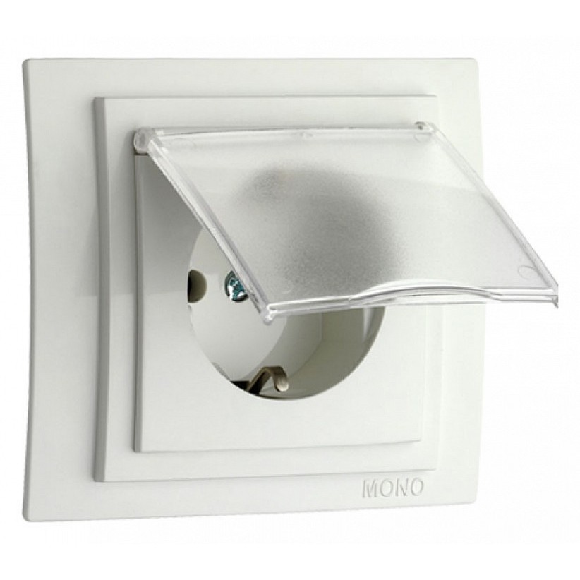 Розетка с заземлением с крышкой механизм бел. Mono Electric Despina/ Larissa 500-001921-118