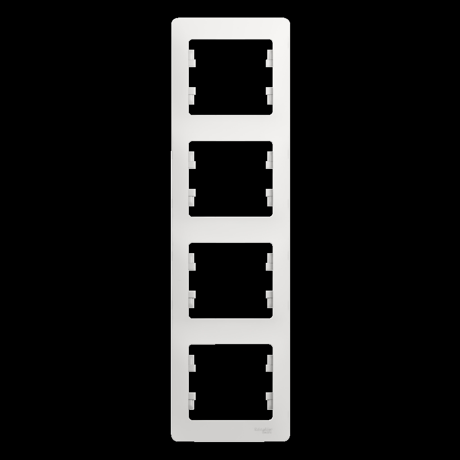 GLOSSA Рамка 4 поста вертикальная белый