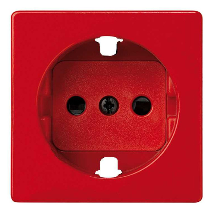 Накладка на розетку Simon SIMON 82, скрытый монтаж, с заземлением, со шторками, красный, 82041-37