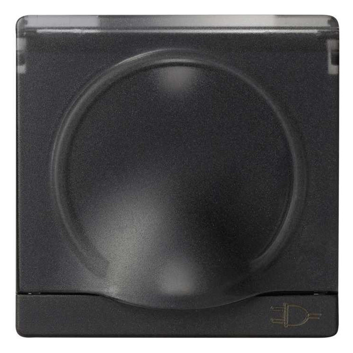 Накладка на розетку Simon SIMON 82, скрытый монтаж, с заземлением, , со шторками, графит, 82090-38