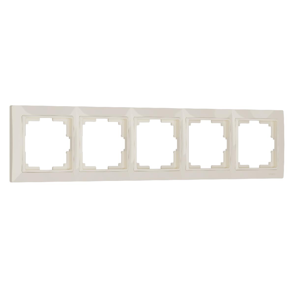 Рамка из поликарбоната на 5 постов Snabb Basic слоновая кость W0052003