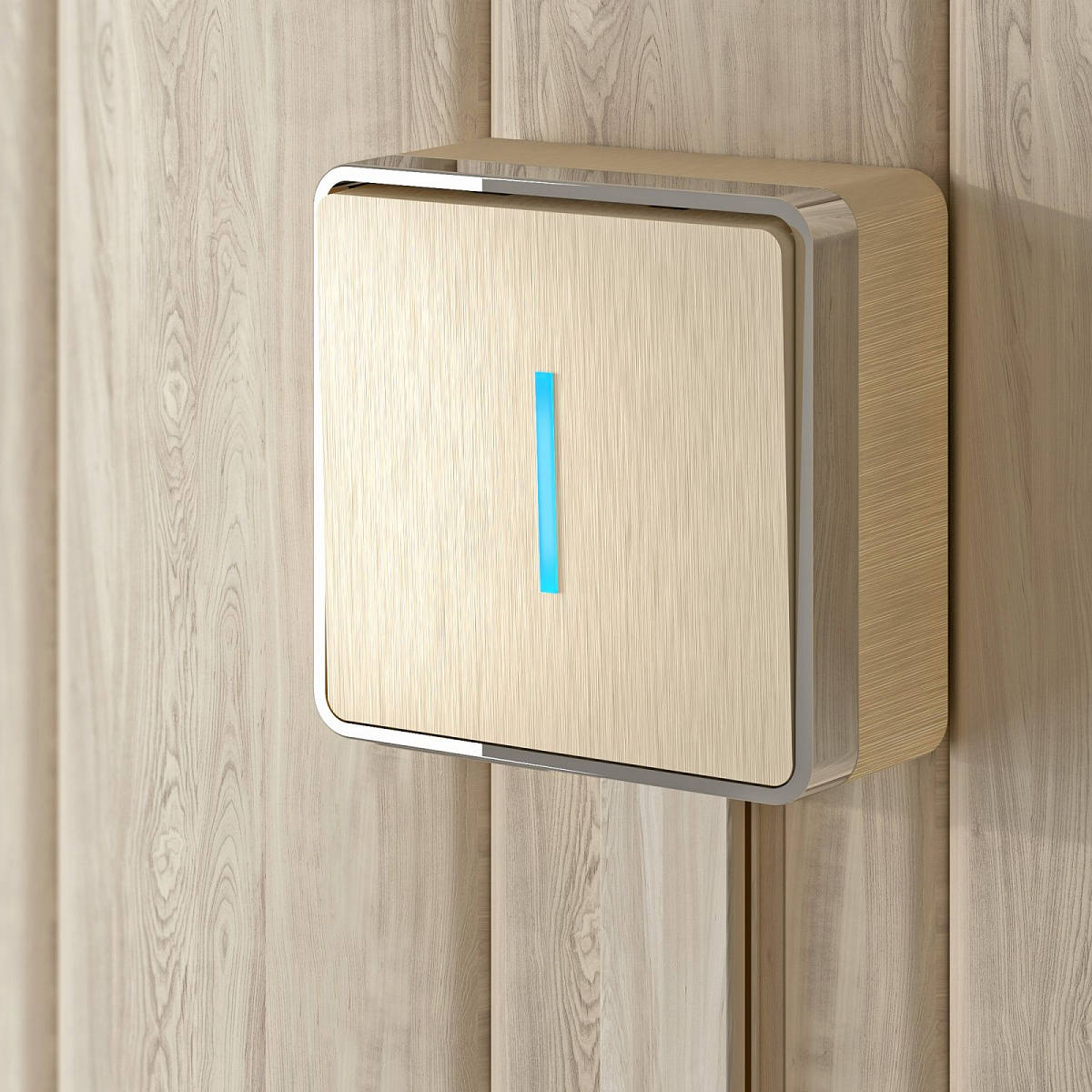 Выключатель одноклавишный с подсветкой Gallant шампань рифленый W5010110