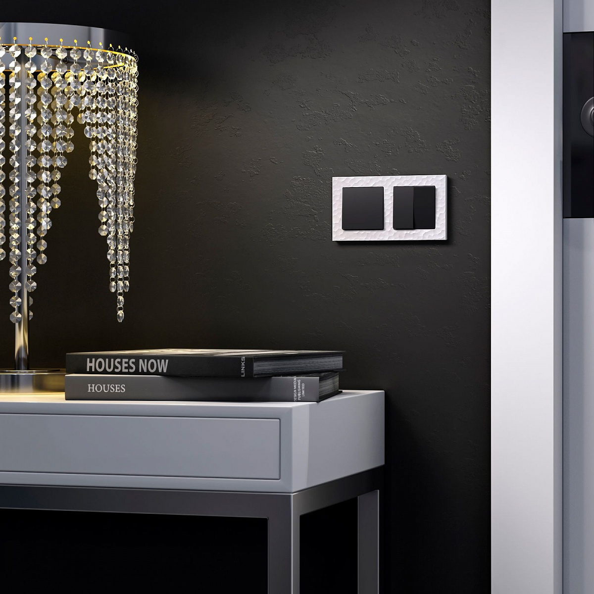 Выключатель одноклавишный проходной черный матовый W1112008