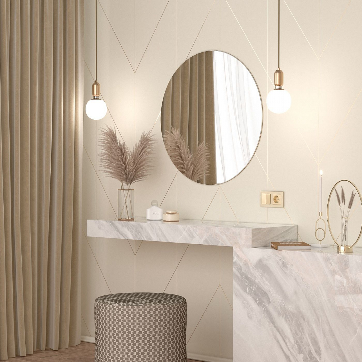 Выключатель двухклавишный проходной шампань W1122011