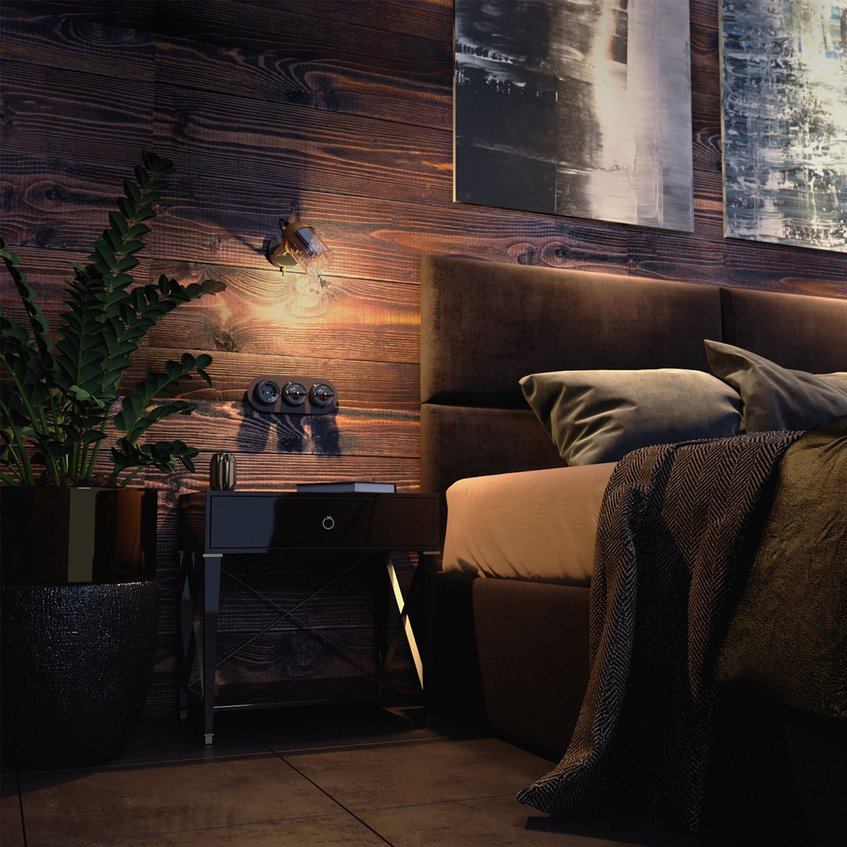 Переключатель/выключатель одноклавишный коричневый ретро W5612014