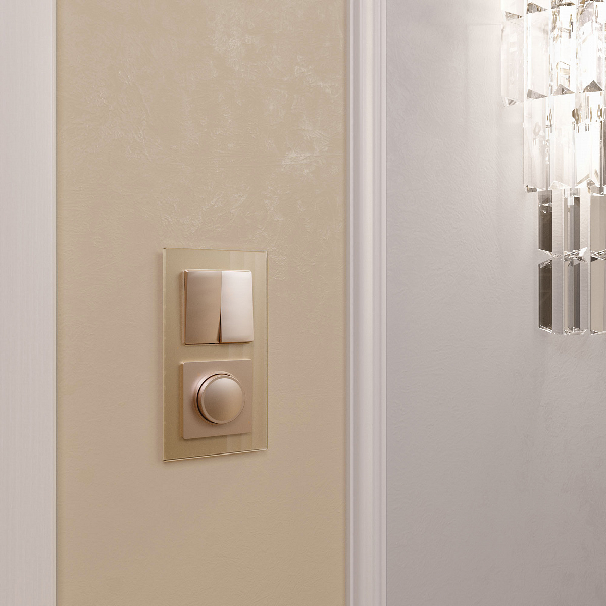 Выключатель двухклавишный шампань W1120011