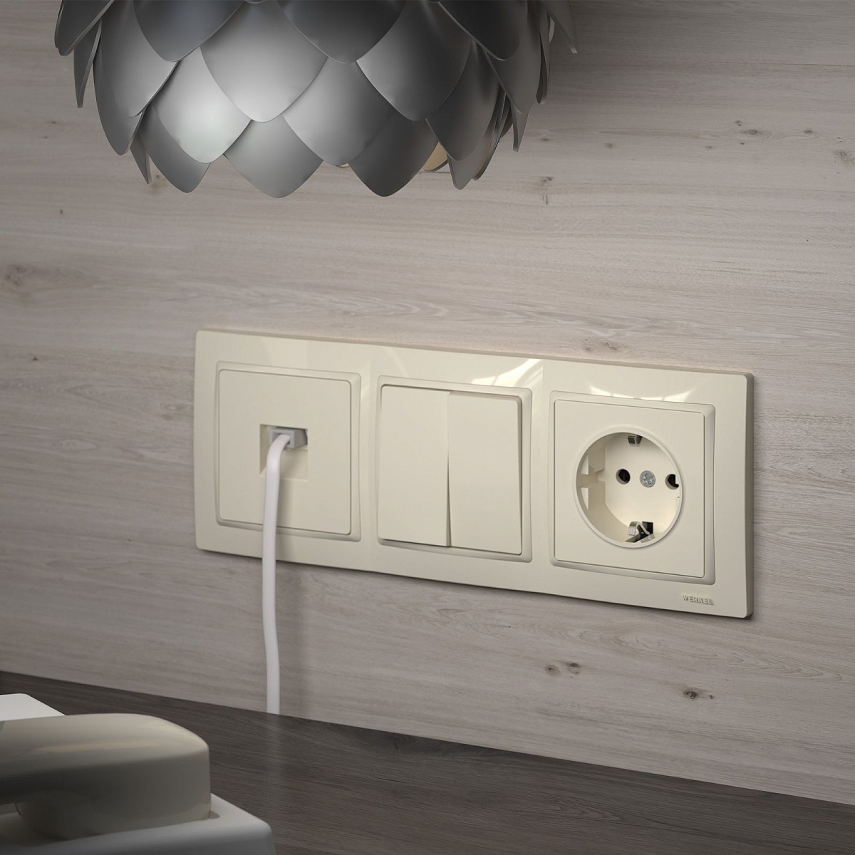 Телефонная розетка  RJ-11 (слоновая кость) WL03-RJ-11-ivory