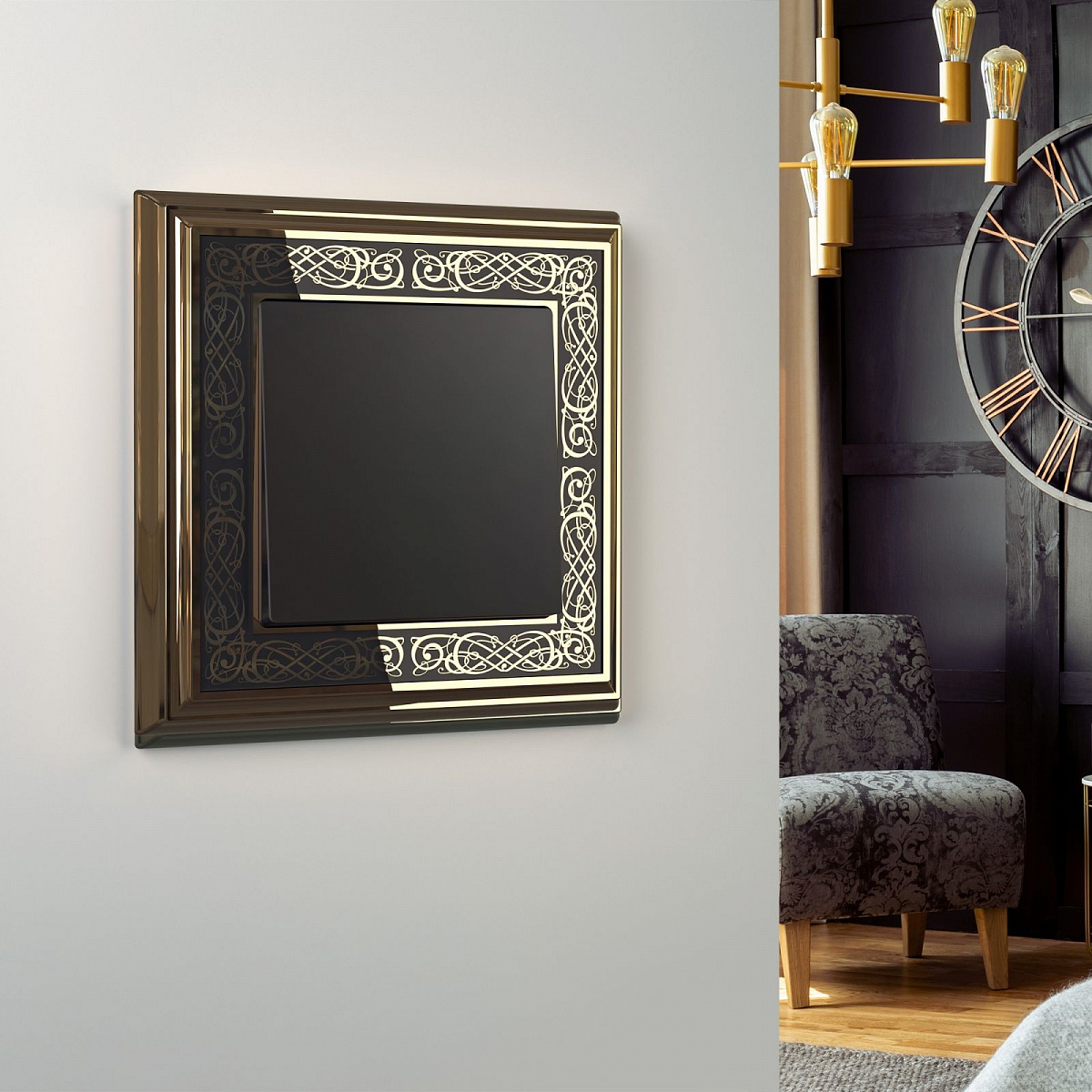 Выключатель одноклавишный проходной черный матовый W1112008