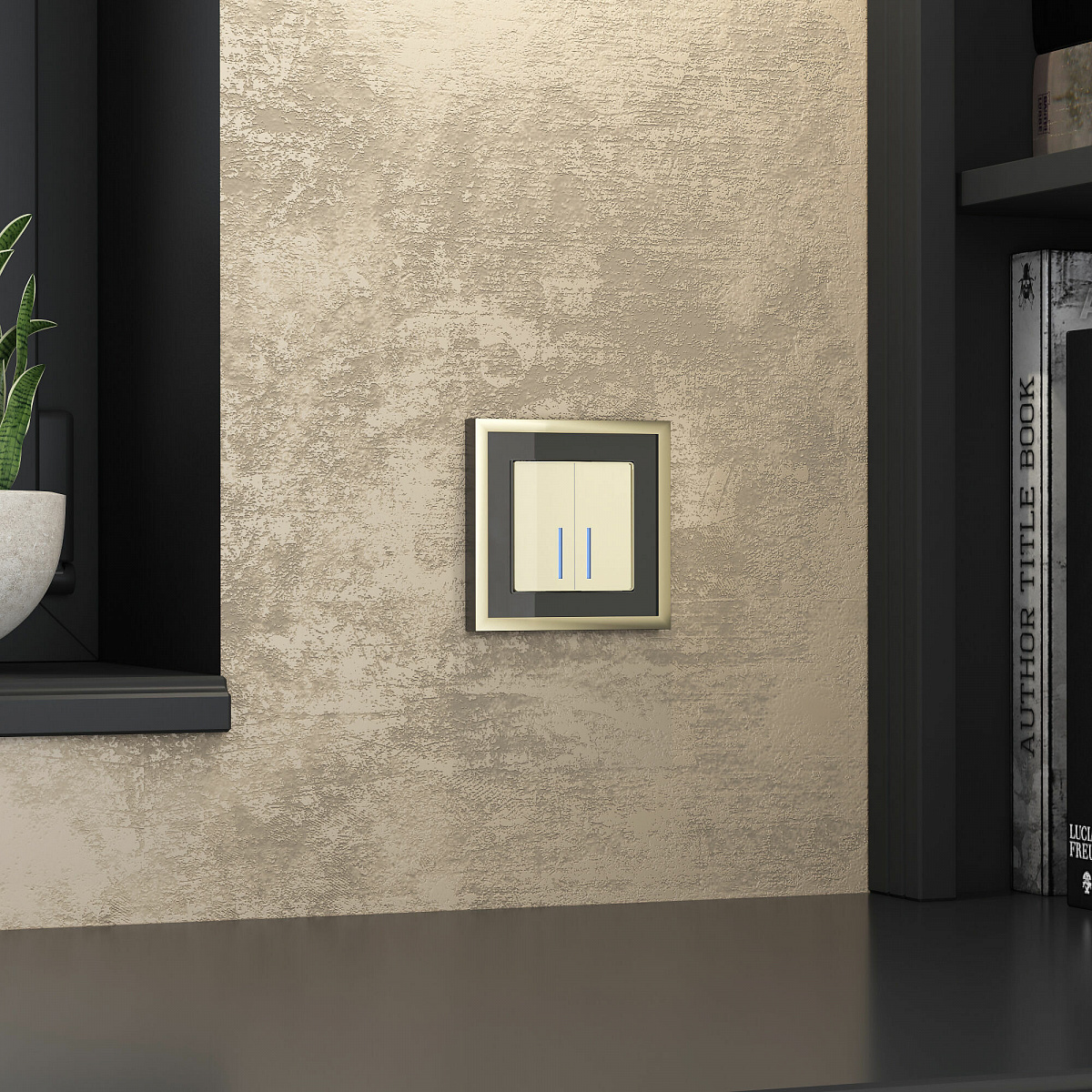 Рамка из металла на 1 пост Baguette черный/латунь W0012852