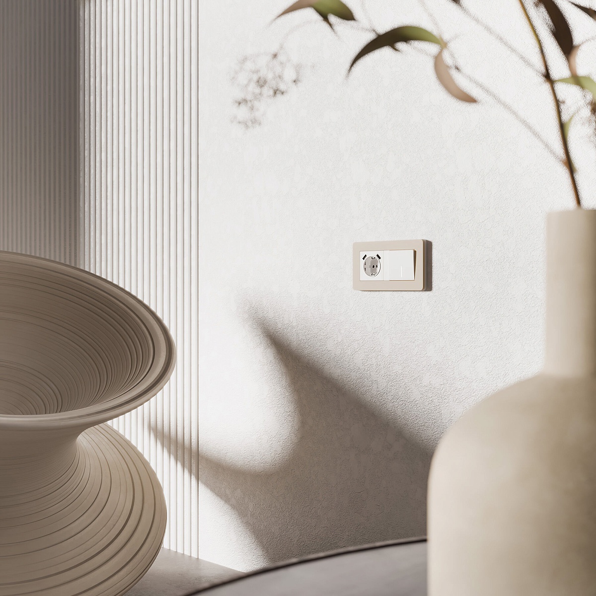 W0023066/ Рамка на 2 поста Split (айвори/белый, soft-touch) W0023066