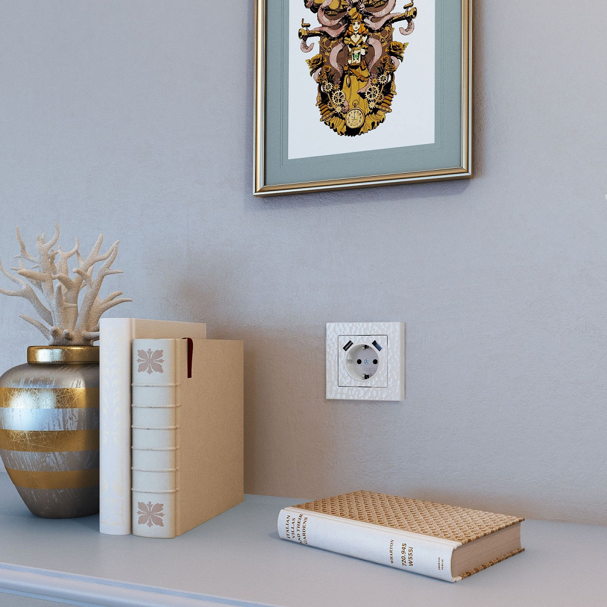 W1279501/ Накладка для розетки USB (hammer белый) W1279501