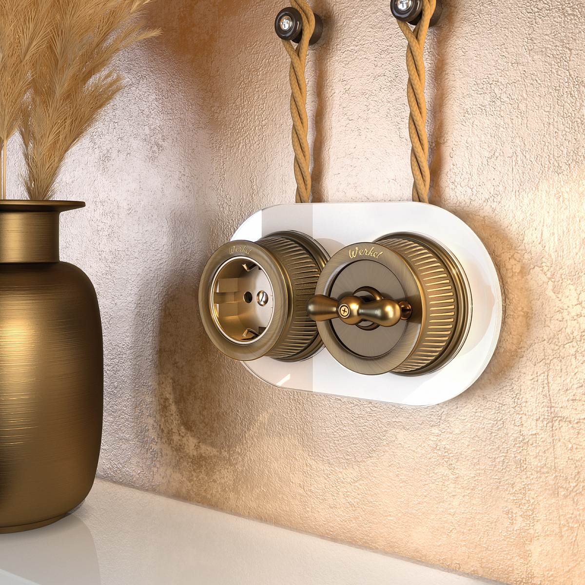 Выключатель на 4 положения двухклавишный матовый хром ретро WL19-01-05