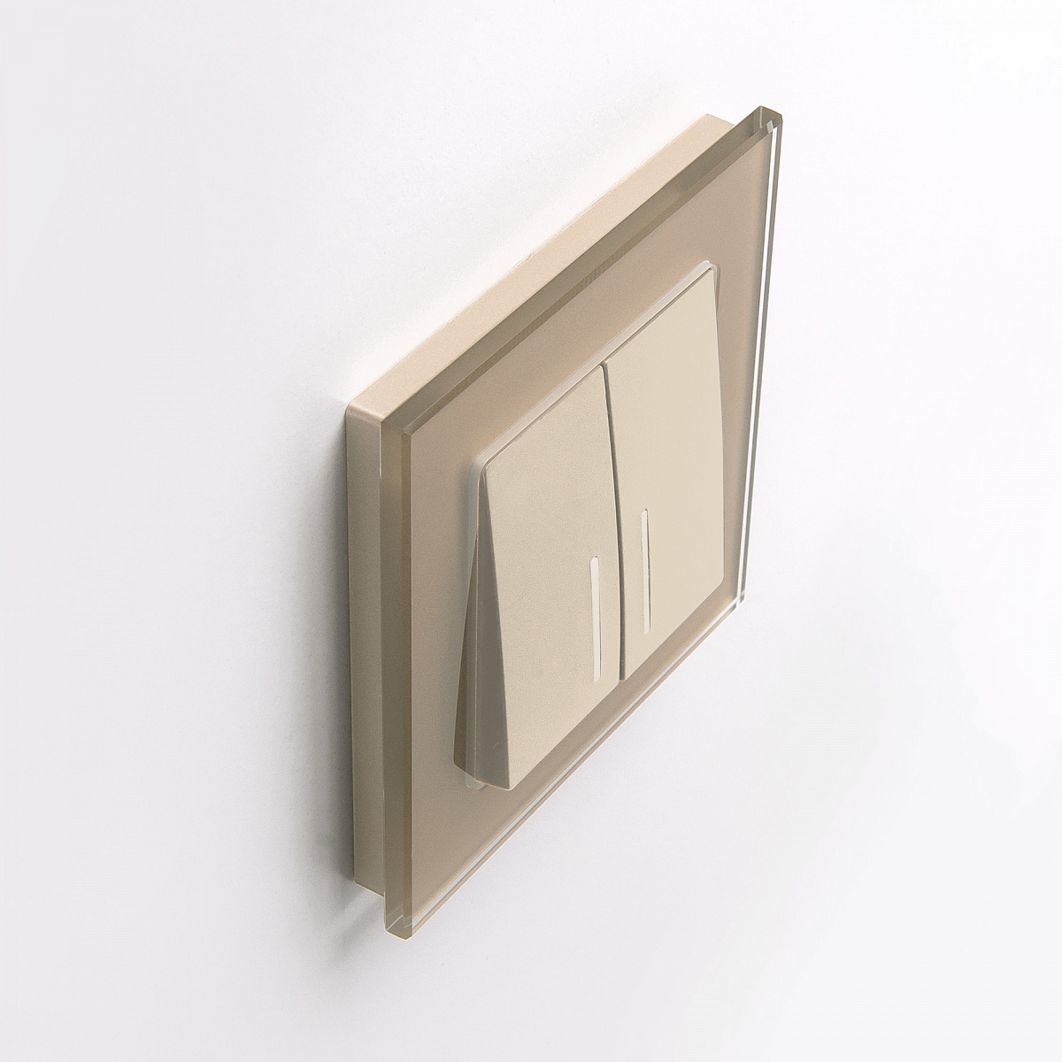 Выключатель двухклавишный с подсветкой шампань W1120111