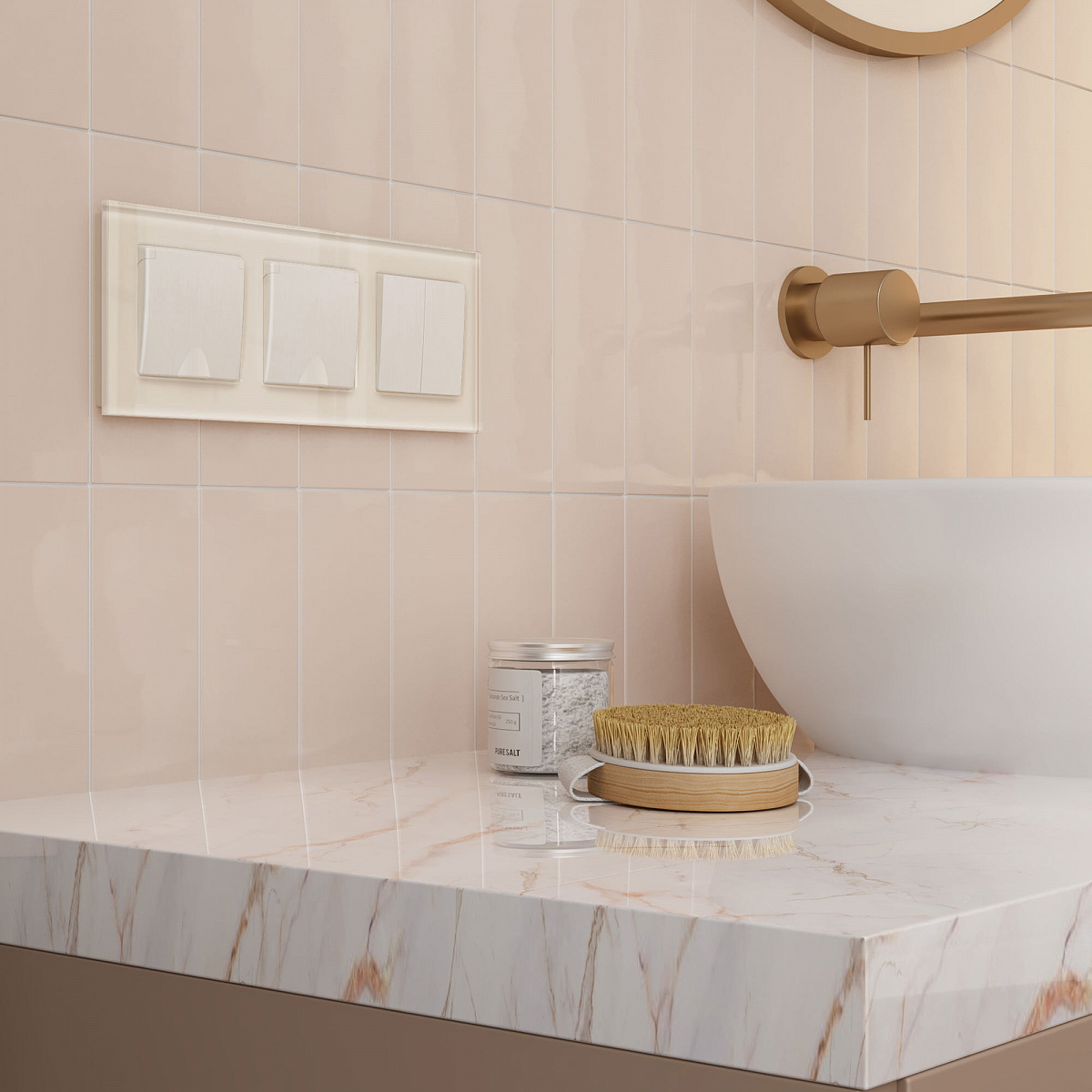 Рамка из стекла на 3 поста Favorit молочный W0031141