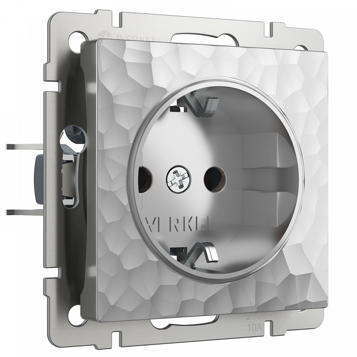 Розетка с заземлением и шторками серебряный W1271106