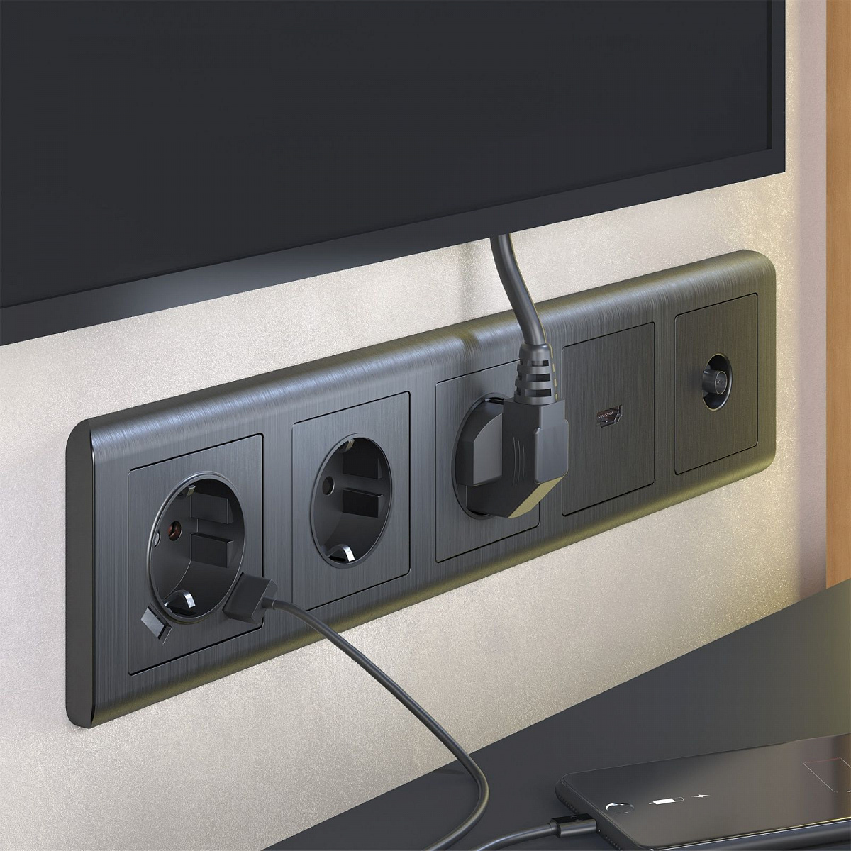 ТВ-розетка оконечная графит рифленый W1183004