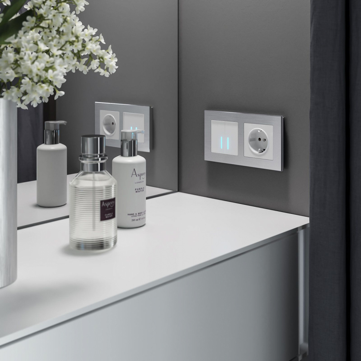 Рамка из металла на 2 поста Аluminium алюминий W0021706