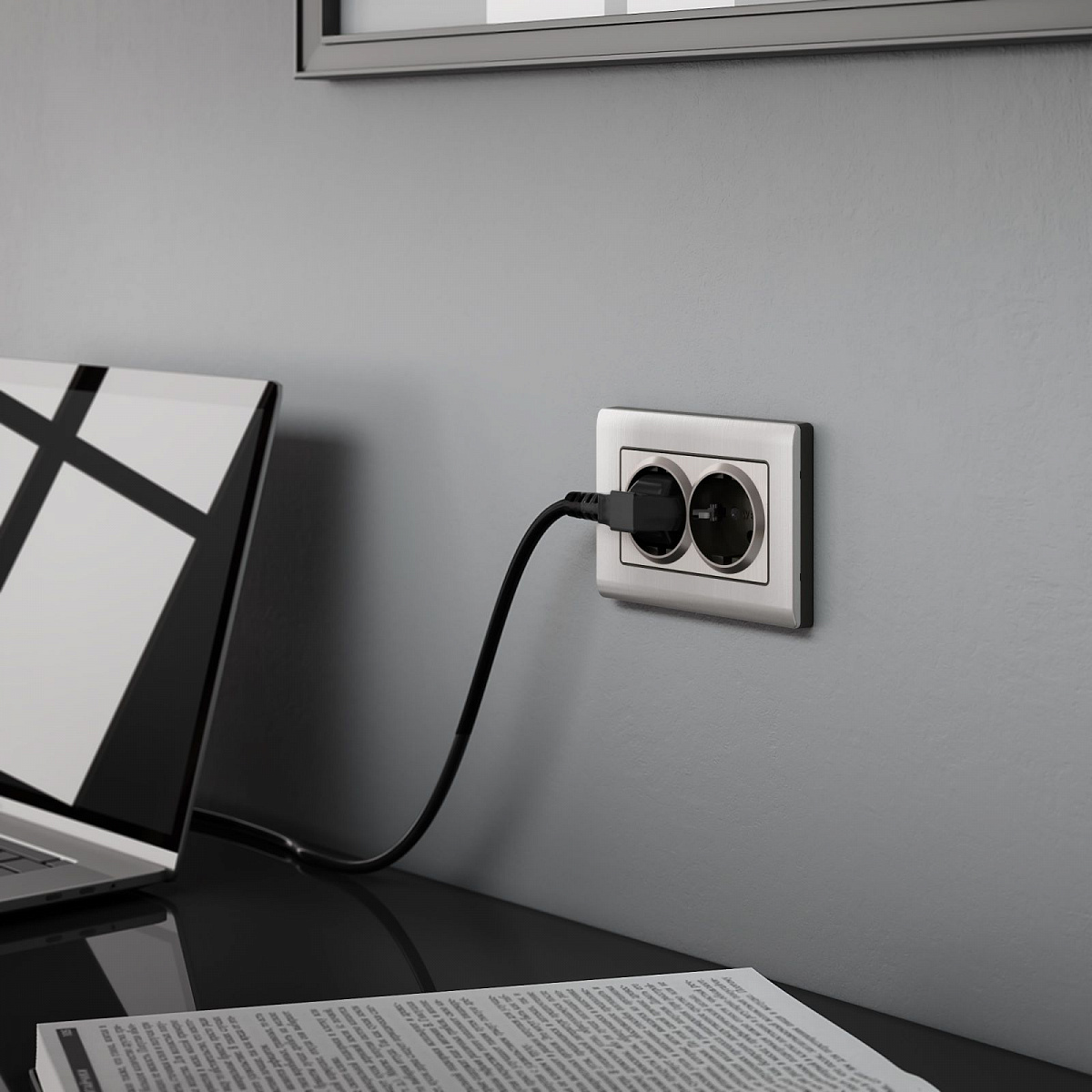 Рамка из металла для двойной розетки Metallic глянцевый никель W0081602