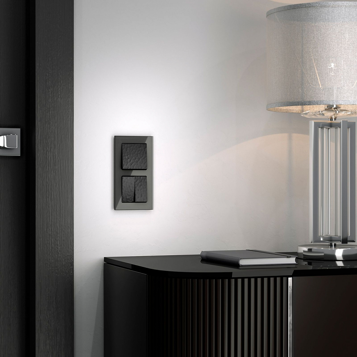 Выключатель одноклавишный Hammer черный W1210008