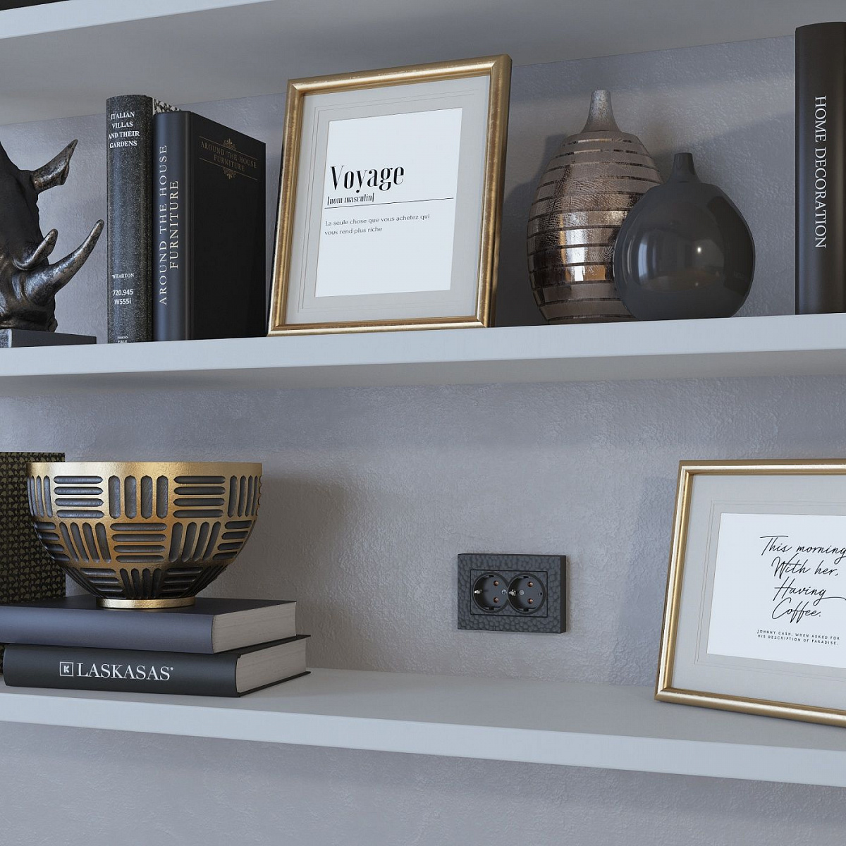 Розетка двойная с заземлением черный W1272008